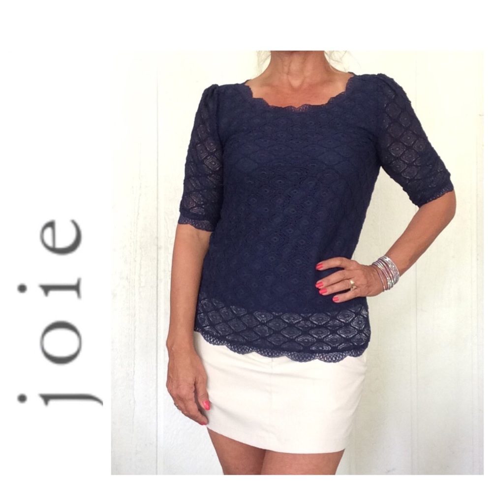 JOIE BLUE LACE  TOP MEDIUM